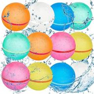 12 PCS Reusable Water Balloons Balls, Soft Silicone Quick Fill Balloons Splash Fun,Outdoor Backyard Summer Party Easy Quick Fun Water Fight Game for Swimming Pool, Summer Party Gift Pool