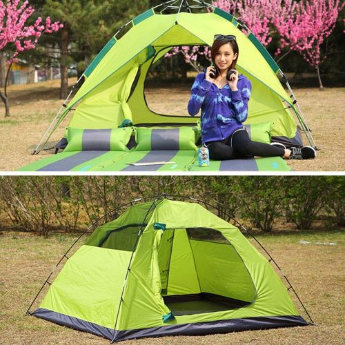  FURUDONGHAI Pop-Up Tents, 100% waterproof Family Camping Tent Fully automatic outdoor tent, fishing rainproof sunscreen tent, double door tent, camping couple tent Bag for Backpacking,Picnic,H