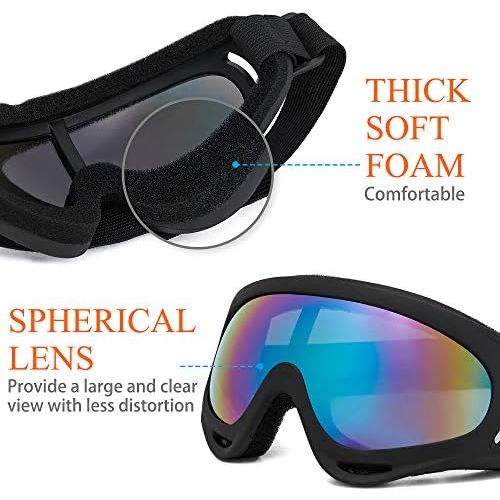  FUT_Forever FUT Ski Goggles Motorcycle Snowboard Goggle for Men Women & Youth 2 Pack