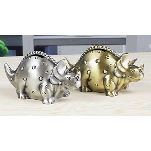  FUYU Creative Metal Cartoon Retro Dinosaur Piggy Bank Coin Bank Saving Pot Money Box