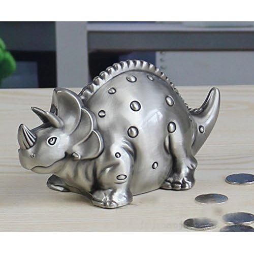  FUYU Creative Metal Cartoon Retro Dinosaur Piggy Bank Coin Bank Saving Pot Money Box