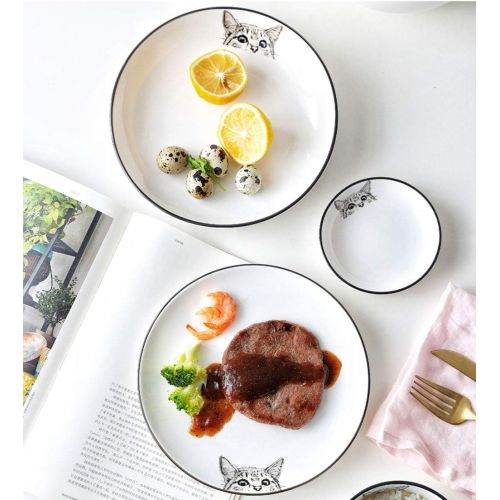  [아마존베스트]FUYU 4pcs Cat Multipurpose Ceramic Sauce Dish Seasoning Dishes Sushi Dipping Bowl Appetizer Plates Serving Dish