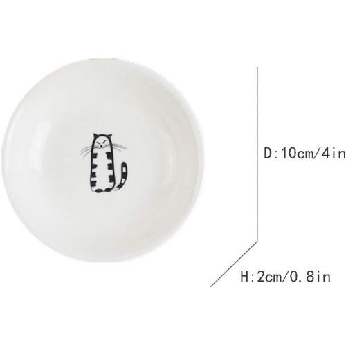  [아마존베스트]FUYU 6pcs Cute Cat Ceramic Sauce Dish Seasoning Dish Dessert Plate Snack Plate Side Dish, 4 inches