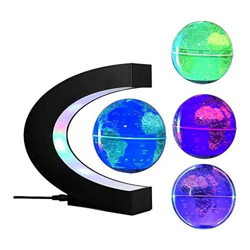  [아마존베스트]FUZADEL Multi-Color Changing Levitating Globe Magnetic Levitation Floating Globe World Map Educational Gifts for Kids / Teens Home / Office Desk Decoration Ornament