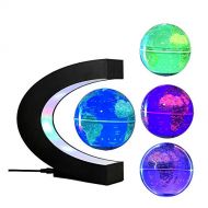 FUZADEL Multi-Color Changing Levitating Globe Magnetic Levitation Floating Globe World Map Educational Gifts for Teens / Adult / Seniors Home / Office Desk Decoration Ornament