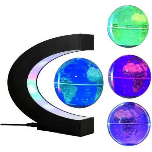  FUZADEL Multi-Color Changing Levitating Globe Magnetic Levitation Floating Globe World Map Educational Gifts for Teens / Adult / Seniors Home / Office Desk Decoration Ornament