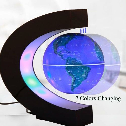  FUZADEL Multi-Color Changing Levitating Globe Magnetic Levitation Floating Globe World Map Educational Gifts for Teens / Adult / Seniors Home / Office Desk Decoration Ornament