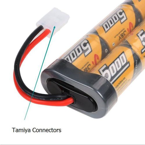  FUZADEL 2 Pack 5000mAh 7.2V Nimh RC Battery Packs for Rc Racing Car/Boat/Tank,Electric Rc Monster Trucks,Traxxas with Tamiya Connectors