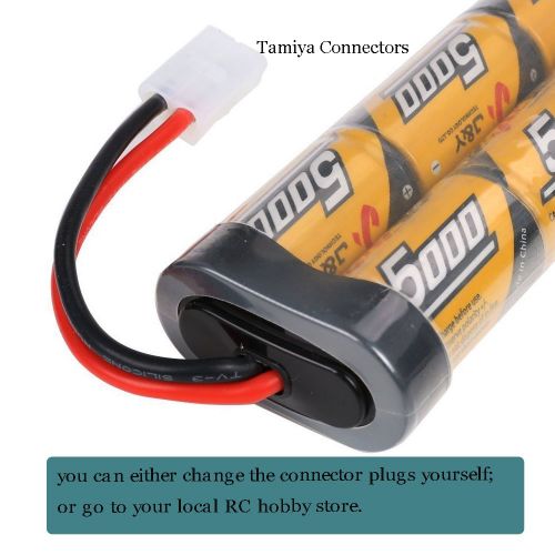  FUZADEL 2 Pack 5000mAh 7.2V Nimh RC Battery Packs for Rc Racing Car/Boat/Tank,Electric Rc Monster Trucks,Traxxas with Tamiya Connectors