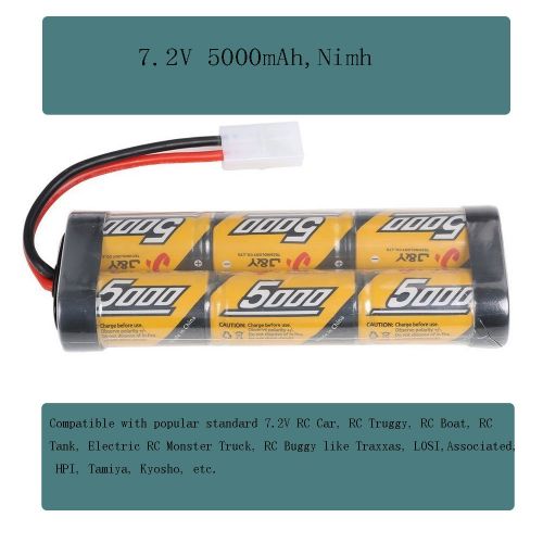  FUZADEL 2 Pack 5000mAh 7.2V Nimh RC Battery Packs for Rc Racing Car/Boat/Tank,Electric Rc Monster Trucks,Traxxas with Tamiya Connectors