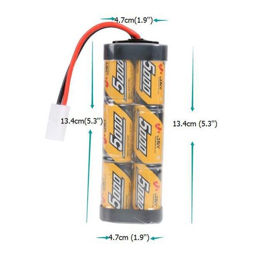  FUZADEL 2 Pack 5000mAh 7.2V Nimh RC Battery Packs for Rc Racing Car/Boat/Tank,Electric Rc Monster Trucks,Traxxas with Tamiya Connectors