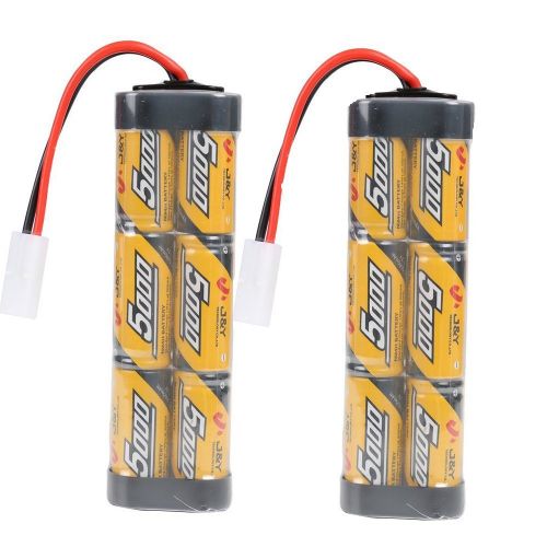  FUZADEL 2 Pack 5000mAh 7.2V Nimh RC Battery Packs for Rc Racing Car/Boat/Tank,Electric Rc Monster Trucks,Traxxas with Tamiya Connectors