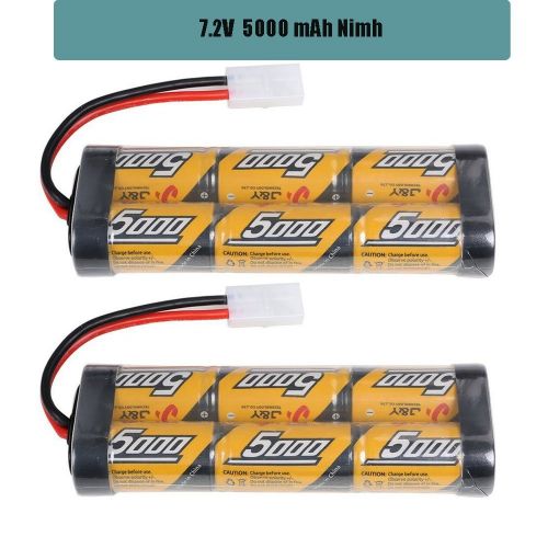  FUZADEL 2 Pack 5000mAh 7.2V Nimh RC Battery Packs for Rc Racing Car/Boat/Tank,Electric Rc Monster Trucks,Traxxas with Tamiya Connectors