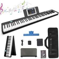 FVEREY Folding Piano Keyboard, 88 Key Semi Weighted Keyboards Electric Piano, Full Size Keyboard Portable Digital Piano with Sustain Pedal, Handbag, Bluetooth, USB MIDI for Beginner, Adult