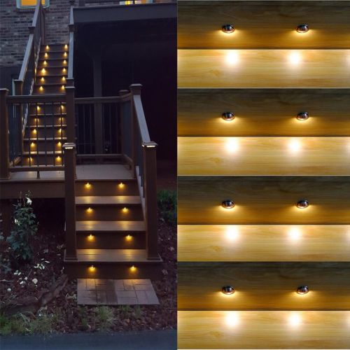  FVTLED Pack of 10 Low Voltage LED Deck Light Kit Φ1.38 Waterproof Outdoor Step Stairs Garden Yard Patio Landscape Decor Lights Warm White Lamp