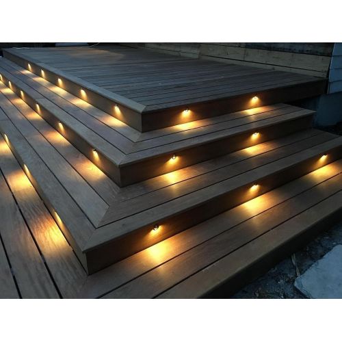  FVTLED Pack of 10 Low Voltage LED Deck Light Kit Φ1.38 Waterproof Outdoor Step Stairs Garden Yard Patio Landscape Decor Lights Warm White Lamp