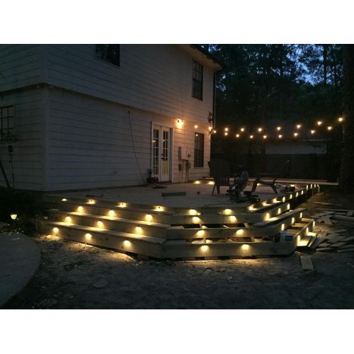  FVTLED Pack of 10 Low Voltage LED Deck Light Kit Φ1.38 Waterproof Outdoor Step Stairs Garden Yard Patio Landscape Decor Lights Warm White Lamp