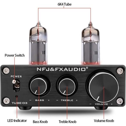  [아마존베스트]FX AUDIO Vacuum Tube PreampMini Electronic Hi-Fi Stereo 6K4 Tube Preamplifier with Bass & Treble Control for Home Audio Player DC 12V (Black)