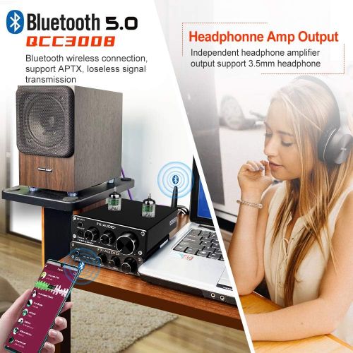  [아마존베스트]FX AUDIO Bluetooth Tube Preamp & Headphone Amp & Bluetooth Receiver+ESS9023 GE5654 HiFi Bluetooth 5.0 Vaccum Tube Preamp with RCA BT Input & RCA/3.5mm Headphone Output Bass Treble