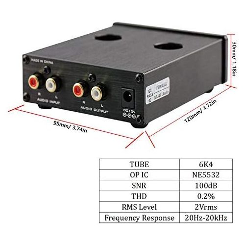  [아마존베스트]FX-AUDIO TUBE-03 Tube Preamp GE5654 Tube Hi-Fi Tube Preamplifier with Bass & Treble Control Home Theater Stereo Audio Preamplifier DC 12V (Silver)