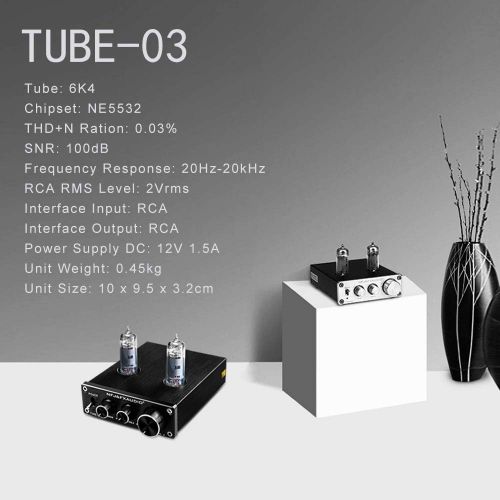  [아마존베스트]FX-AUDIO TUBE-03 Tube Preamp GE5654 Tube Hi-Fi Tube Preamplifier with Bass & Treble Control Home Theater Stereo Audio Preamplifier DC 12V (Silver)