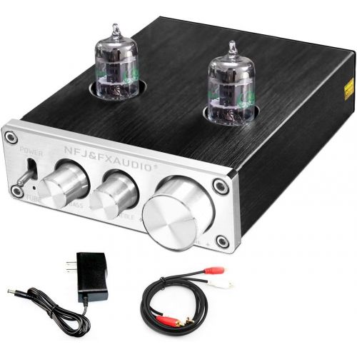  [아마존베스트]FX-AUDIO TUBE-03 Tube Preamp GE5654 Tube Hi-Fi Tube Preamplifier with Bass & Treble Control Home Theater Stereo Audio Preamplifier DC 12V (Silver)