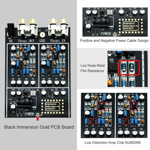  FX AUDIO Box 01 Phono Preamp RCA Input Output MM Phonograph Preamplifier for Turntable DC 12V Low Noise Pre-amp for Home Audio Stereo Recorder Player