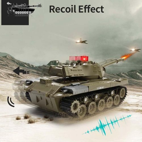  FXQIN RC Panzer Tanks, 1:30 Army Tank Toys for Boys Girls, Remote Control Vehicles with Sound and Light, 270° Rotating Turret, Stunt Car RC Military Toys, 15 Mins Play