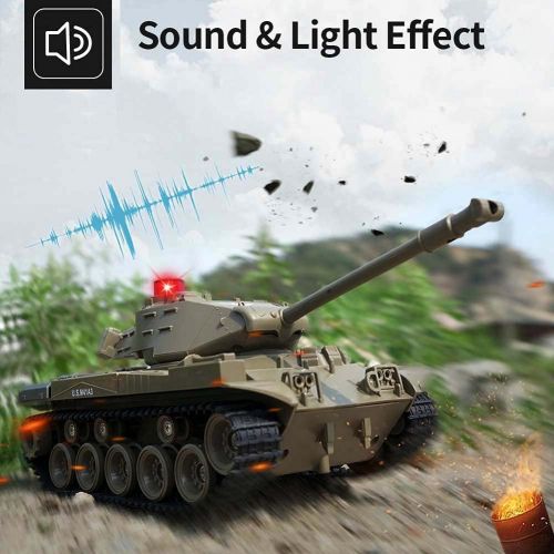  FXQIN RC Panzer Tanks, 1:30 Army Tank Toys for Boys Girls, Remote Control Vehicles with Sound and Light, 270° Rotating Turret, Stunt Car RC Military Toys, 15 Mins Play