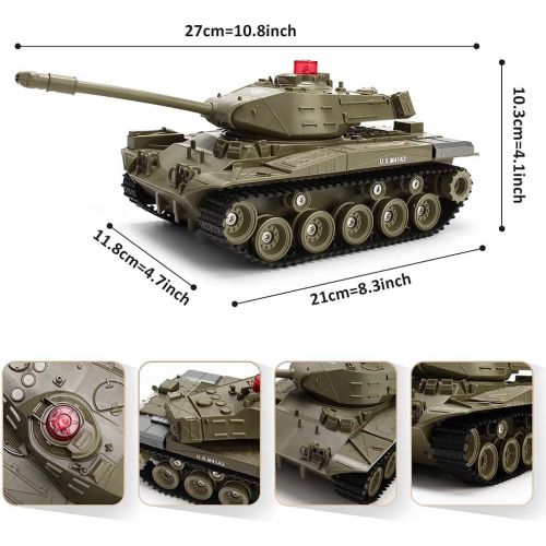  FXQIN RC Panzer Tanks, 1:30 Army Tank Toys for Boys Girls, Remote Control Vehicles with Sound and Light, 270° Rotating Turret, Stunt Car RC Military Toys, 15 Mins Play