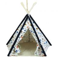 FXQIN Pet Teepee Tent for Dogs, Cute Dog Tent Bed, Modern Pet Teepee Tent House with Floor,Portable Foldable Indoor Dog House Cat Tent Bed Tipi