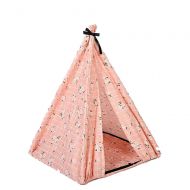 FXQIN Pet Teepee Tent for Dogs, Cute Dog Tent Bed with Cushion, Modern Pet Tent House with Floor,Portable Indoor Dog House Cat Teepee Bed,Pink