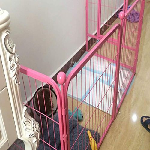  FXQIN Pet Playpen, Small Animal Cage Portable Metal Wire Yard Fence for Cats, Guinea Pigs, Rabbits Kennel Crate Fence Tent,Pink