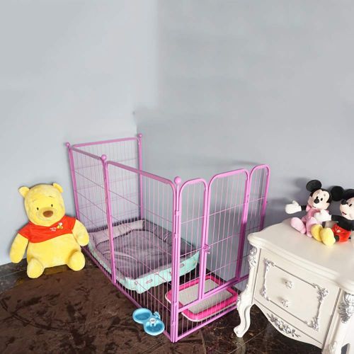  FXQIN Pet Playpen, Small Animal Cage Portable Metal Wire Yard Fence for Cats, Guinea Pigs, Rabbits Kennel Crate Fence Tent,Pink