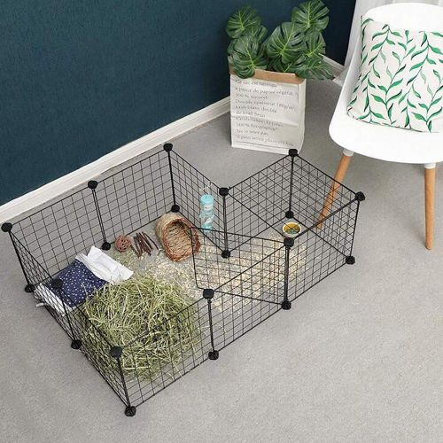  FXQIN Dog Playpen, Foldable Metal Yard Fence Portable Pet Exercise Cage Kennel Crate Fence Tent - 12 PCS, Easy Assembly,Black