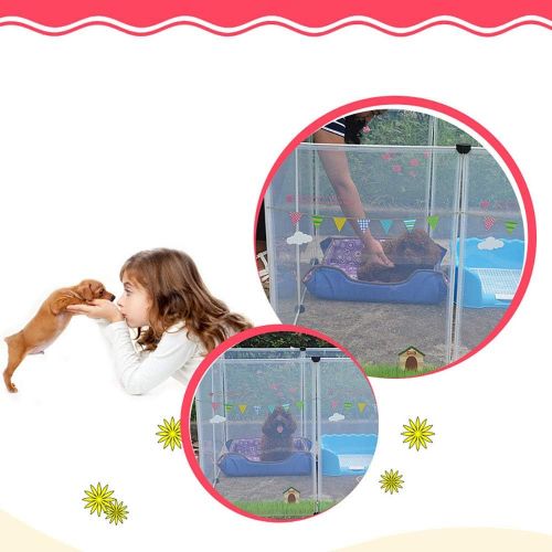  FXQIN Pet Playpen, Puppy Crate Kennel Rabbit Fence - 8 Panels Exercise Pen Cage Yard Large Portable Foldable for Small Animals Rat