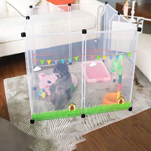  FXQIN Pet Playpen, Puppy Crate Kennel Rabbit Fence - 8 Panels Exercise Pen Cage Yard Large Portable Foldable for Small Animals Rat