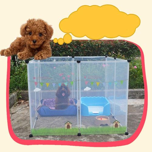  FXQIN Pet Playpen, Puppy Crate Kennel Rabbit Fence - 8 Panels Exercise Pen Cage Yard Large Portable Foldable for Small Animals Rat