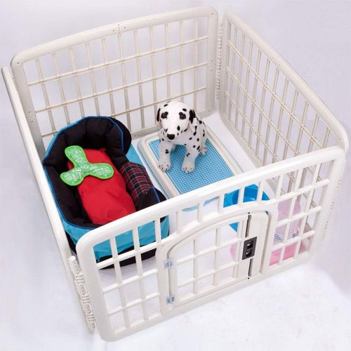  FXQIN Pet Playpen, Small Animal Cage Indoor Portable PP Resin Yard Fence for Small Animals, Guinea Pigs, Rabbits Kennel Crate Fence Tent, White