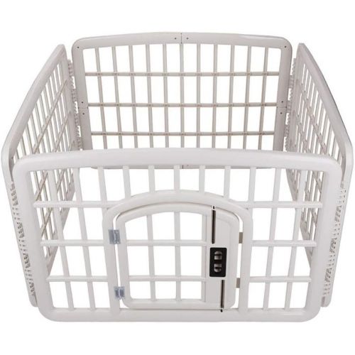  FXQIN Pet Playpen, Small Animal Cage Indoor Portable PP Resin Yard Fence for Small Animals, Guinea Pigs, Rabbits Kennel Crate Fence Tent, White