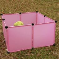 FXQIN Plastic Pet Playpen, Small Animal Cage Indoor Portable Yard Fence for Small Animals, Rabbits Kennel Crate Fence Tent, 8 Panels,Pink