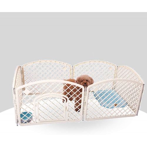  FXQIN Dog Playpen Indoor/Outside, Foldable Small Animal Pet Playpen with Door Portable Pet Fence Cage Kennel Crate for Cats, Puppy, Rabbit,6 Panels