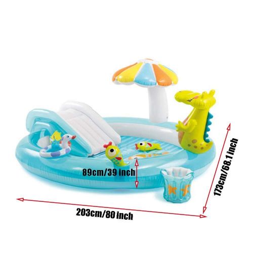  FXQIN Inflatable Swimming Pool Slide, Crocodile Slide Spray Water Inflatable Sprinkler Toys, Baby Sand Pool Marine Ball Pool, Easy to Set Up