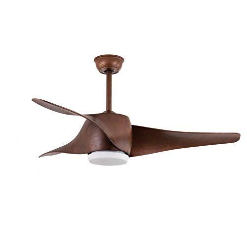  FXY Lighting FXY 52 inch LED Ceiling Fan with Lights & Remote Control Dark Brown Propeller Blades Ceiling Fan with Sloped Ceiling Kit for Bedroom Living Room Lofts Gazebo Dinging Room, AC 35W