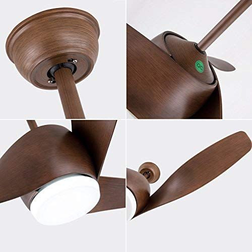  FXY Lighting FXY 52 inch LED Ceiling Fan with Lights & Remote Control Dark Brown Propeller Blades Ceiling Fan with Sloped Ceiling Kit for Bedroom Living Room Lofts Gazebo Dinging Room, AC 35W