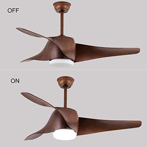  FXY Lighting FXY 52 inch LED Ceiling Fan with Lights & Remote Control Dark Brown Propeller Blades Ceiling Fan with Sloped Ceiling Kit for Bedroom Living Room Lofts Gazebo Dinging Room, AC 35W