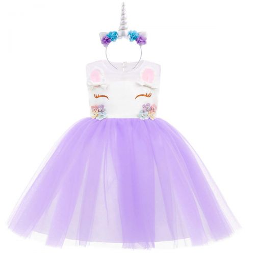  FYMNSI Baby Girls Unicorn Costume Pageant Princess Birthday Party Tutu Dress with Headband