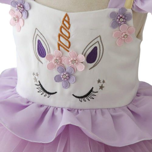  FYMNSI Toddler Girls Unicorn Birthday Party Tulle Dress Princess Costume Wedding Christmas Dressing Up + Headband