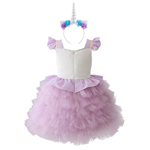  FYMNSI Toddler Girls Unicorn Birthday Party Tulle Dress Princess Costume Wedding Christmas Dressing Up + Headband