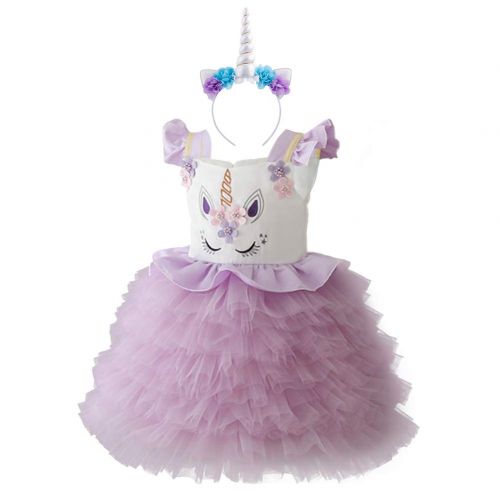  FYMNSI Toddler Girls Unicorn Birthday Party Tulle Dress Princess Costume Wedding Christmas Dressing Up + Headband